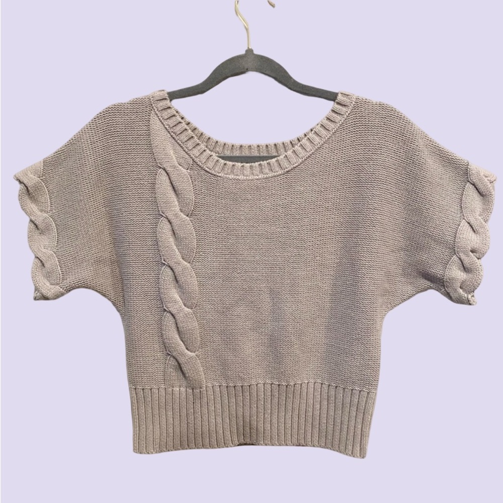 Anthropologie Cream and Brown Knit Label